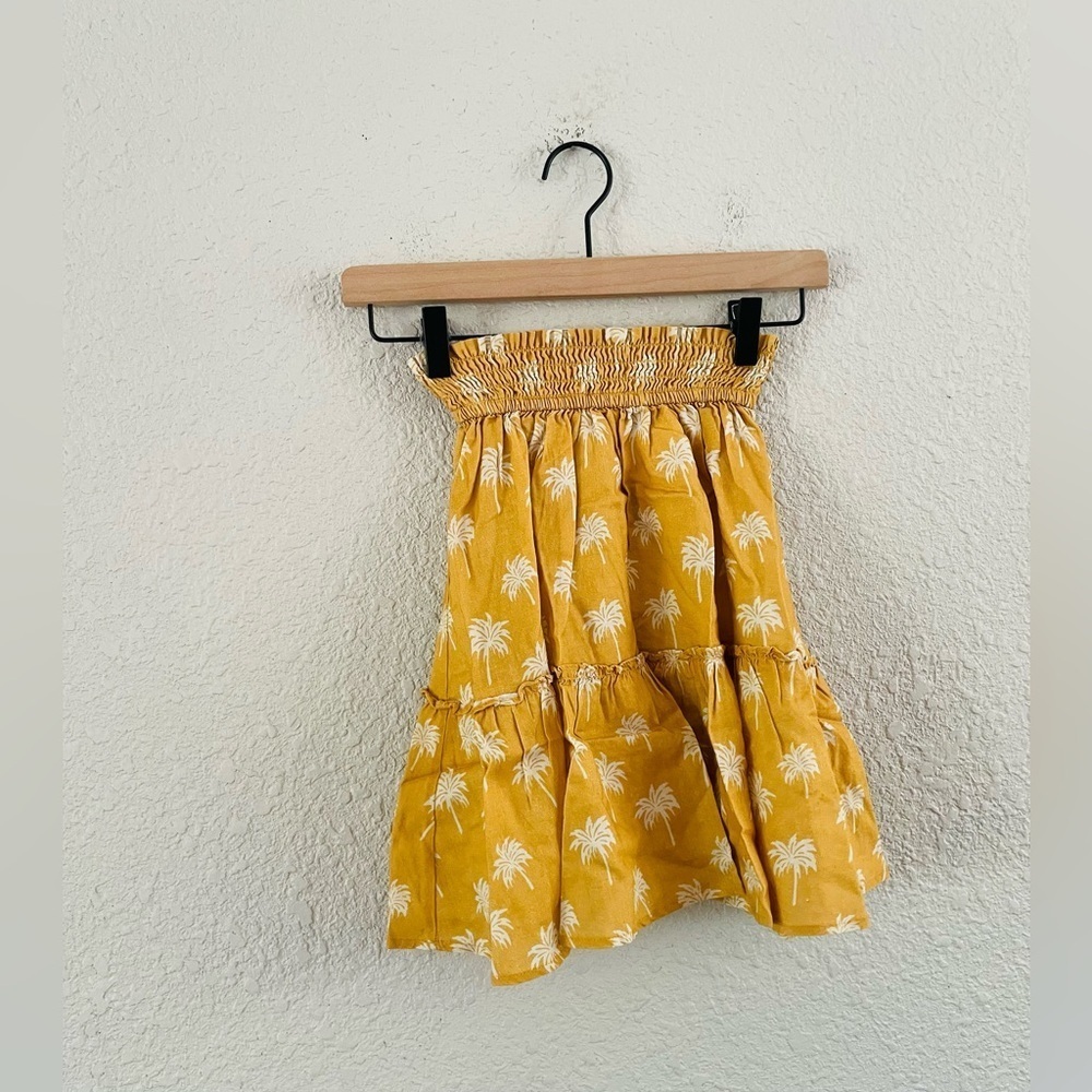 Marine Layer Yellow Palm Print Tiered Skirt